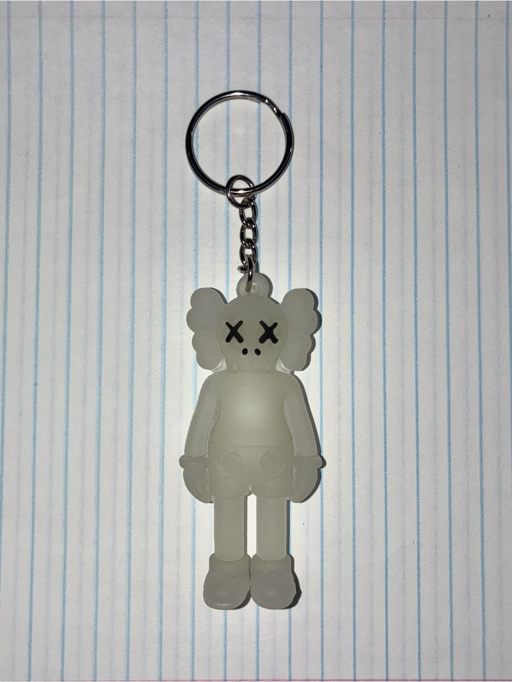 KAWS Glow Figure Keychain - White Translucent